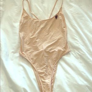 One piece rhinestone bathing suit
